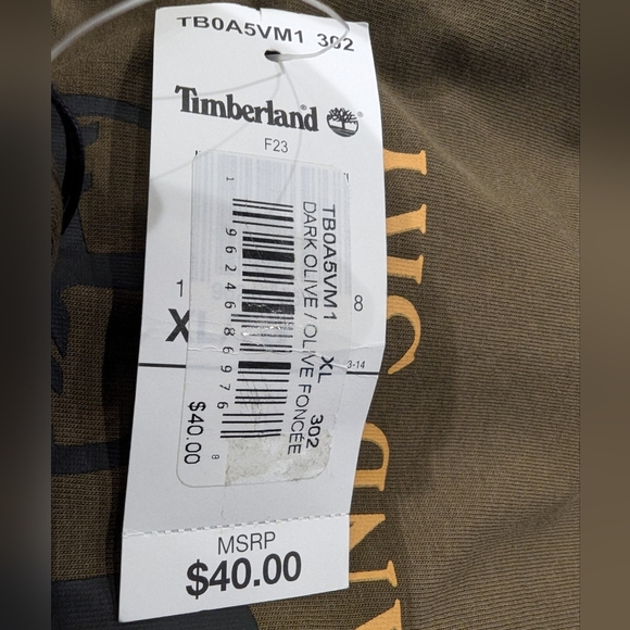 Timberland Men's Logo Green Long Sleeve cotton Tee Size XL - Picture 11 of 11